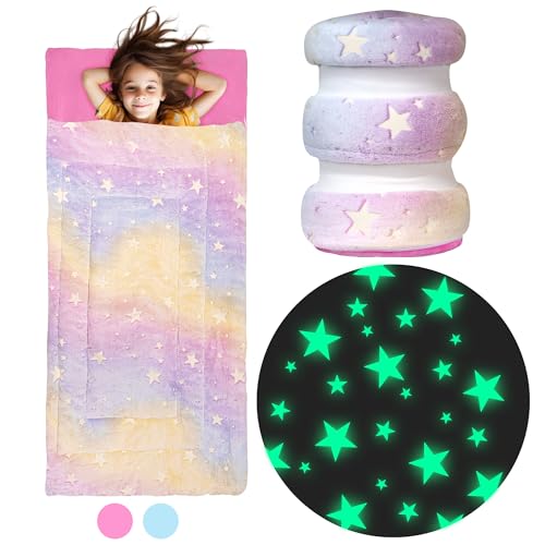 Kids Sleeping Bag for Boys & Girls - Glow in The Dark for Ages 3+, Large With Pillow Pocket, Extra Soft Toddler Blanket (6...