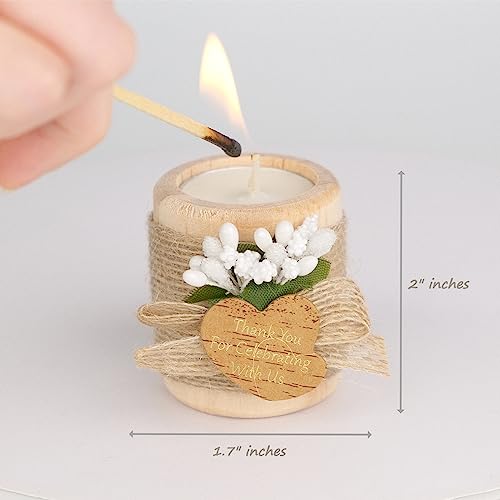 12PCS Wooden Tealight Candle Holders, Wedding Thank You Favors for Guests, Baptism/Bridal Shower Centerpieces for Tables, ...
