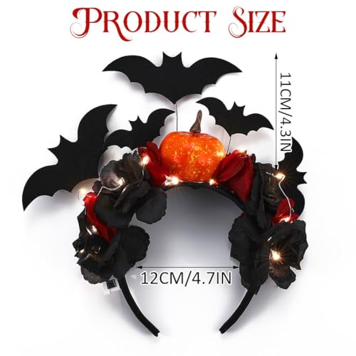 CAKURE Light Up Halloween Headband Led Rose Flower Headbands Hair Accessories for Women