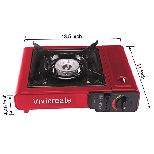 Vivicreate 8500 BTU Portable Butane Gas Stove for Camping Cooking Outdoor, Lightweight Portable Stove Burner with Auto Ign...