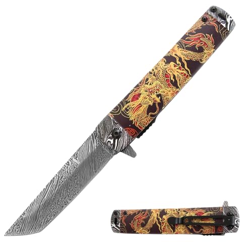 Snake Eye Tactical Every Day Carry Outdoor Survival Pocket Knife (Red Dragon)