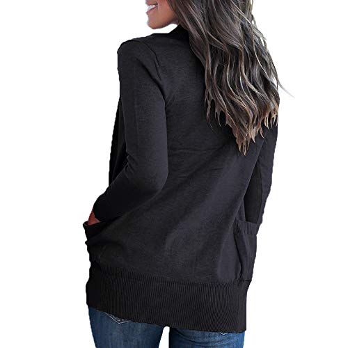 VOIANLIMO Women's Open Front Casual Long Sleeve Knit Classic Sweaters Cardigan with Pockets