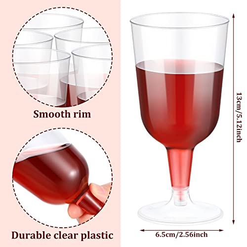 Meanplan 100 Pcs Plastic Wine Glasses with Stem 6oz Plastic Wine Cups for Parties Disposable Stackable, Wedding Picnics(Si...