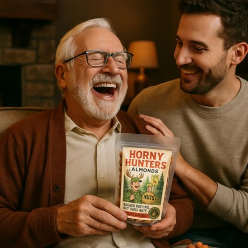Horny Hunters Almonds - A Bold Roasted Snack for Outdoorsmen on the Trail. Funny Gag Gift for Hunters, Camo Men, and Deer ...