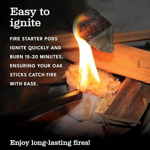 Superior Trading Oak Mini Fire Wood w/Fire Starter Pods, Winter Fireplace Starter, Wood Stove, USDA Cert 4-5” Kiln Dried F...