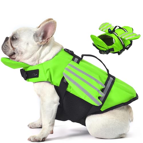 Petglad Wings Dog Life Jacket Adjustable Dog Life Vest with Chin Float Reflective Stripes and Rescue Handles, High Buoyanc...