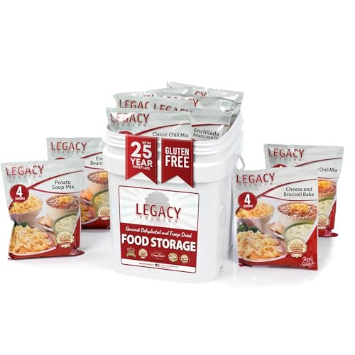 Legacy Food Storage Gluten Free 60 Serving Bucket, Emergency Food Supply, 22,760 Total Calories, 60 Large Servings, Shelf ...