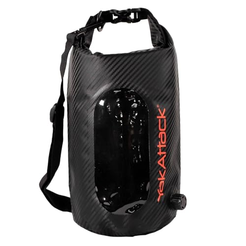 YakAttack 5L Roll-Top Drybag with Air Valve - Black Carbon | Waterproof Marine Dry Bag for Kayaking, Boating & Paddleboard...