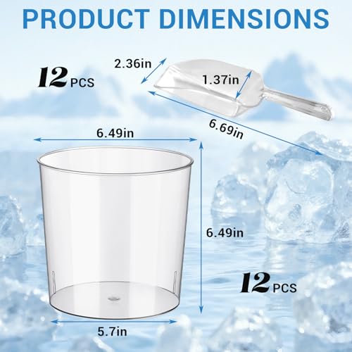 6.5 in Clear Plastic Ice Bucket – Multi-Purpose Wine/Champagne/Beer Cooler, Snack Tub, Kettle Corn Bowl, Vase – BPA-Free, ...