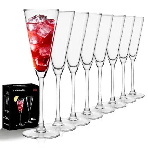 Cadamada 4oz Martini Glasses Set of 8, Crystal Cocktail Glasses, Long stem Sparkling Wine glasses for Party, Restaurant, B...