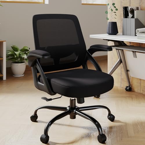 AnyGod Big and Tall Office Chair, Ergonomic Desk Chair Mesh Mid Back with Comfy Lumbar Support Swivel Task Executive Chair...