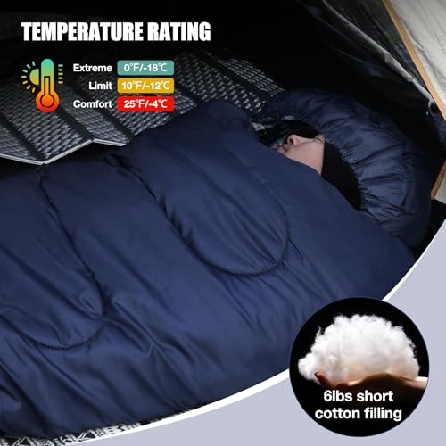 REDCAMP Flannel Sleeping Bag for Adults, Comfortable Cotton Sleeping Bags for Camping with Detachable Hood, Red/Grey/Blue/...