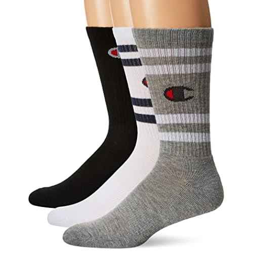 Champion Men's 3-Pack Double Stripe Crew Socks