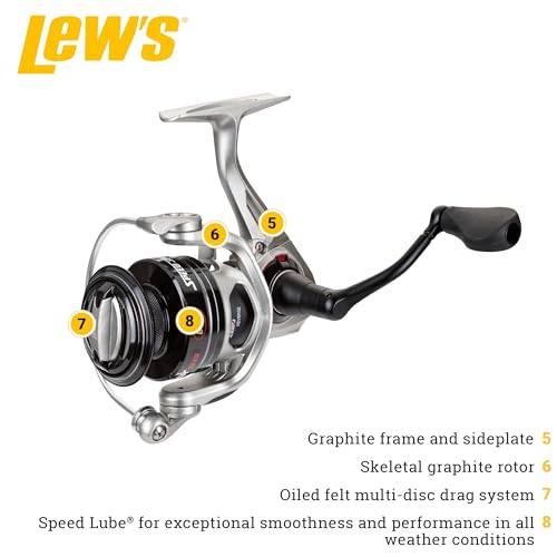 Lew's Laser LSG Speed Spin Spinning Reel and Fishing Rod Combo, IM6 Graphite Blank Fishing Rod, Right or Left-Hand Retriev...