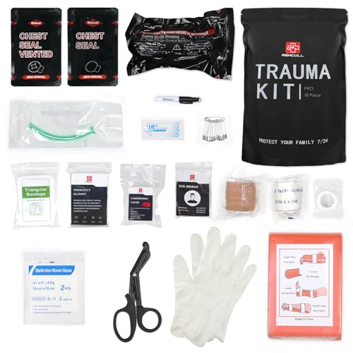 Trauma Kit, Compact IFAK Tactical Emergency Medical First Aid Kits Refill Supplies Survival Hemostatic Combat Wound Care D...