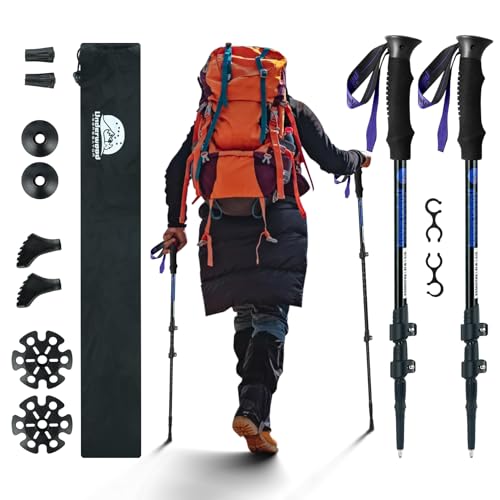 Collapsible Trekking Poles for Hiking 2 Pack - Adjustable Aluminum Hiking Poles, Lightweight Walking Sticks for Women, Me...