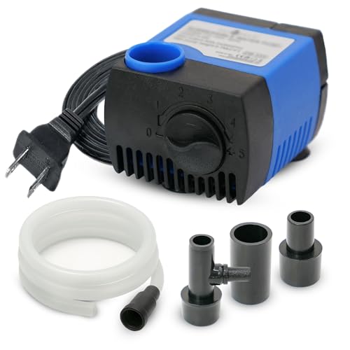 JAJALE 80 GPH Submersible Water Pump - Adjustable Quite Aquariums, Fountains, Hydroponics, and Pond Pump, 2.25 ft Lift, 4.5W