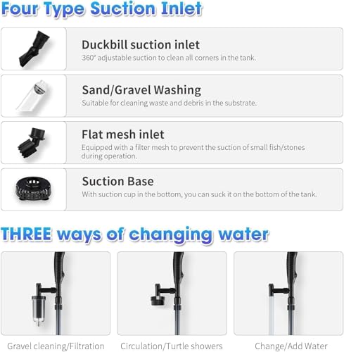 FOUSIUTIM 6-in-1 Electric Aquarium Gravel Cleaner, 530GPH Fish Tank Vacuum with Water Changer, Sand Washer & Debris Remove...