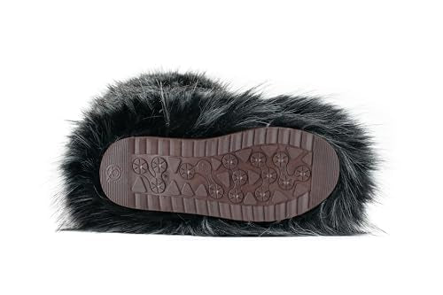 IXU Women's Faux Fur Boot Furry Fluffy Round Toe Suede Winter Comfy Plush Warm Short Outdoor Indoor Flat Shoes Knee-High B...