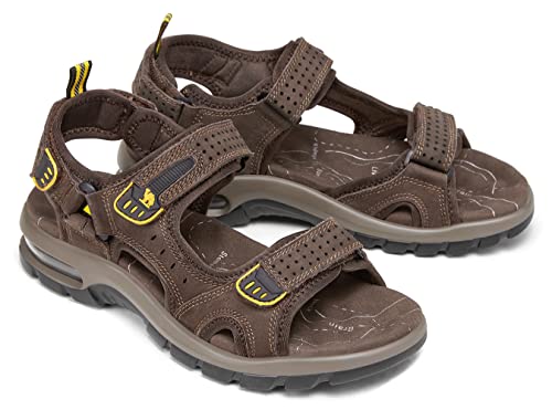CAMEL CROWN Men's Leather Sandals Hiking Outdoor Water Beach Sports Mens Sandals for Summer with Open Toe Adjustable Straps