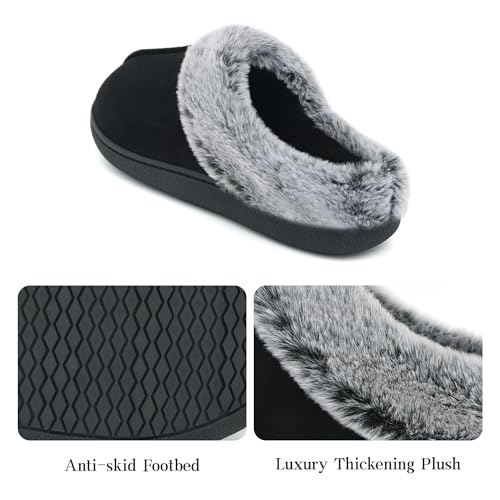 Jerzmy Fuzzy House Slippers for Women, Cushion Memory Foam Slippers Suede Faux Fur with Arch Support, Comfy Home Shoes for...