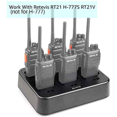 Retevis RT21 H-777S Six-Way Charger, Multi Unit Rapid Gang Charger, Compatible with Retevis RT21 H-777S, RT21V, RT28, RT53 Walkie Talkies and Batteries (1 Pack)