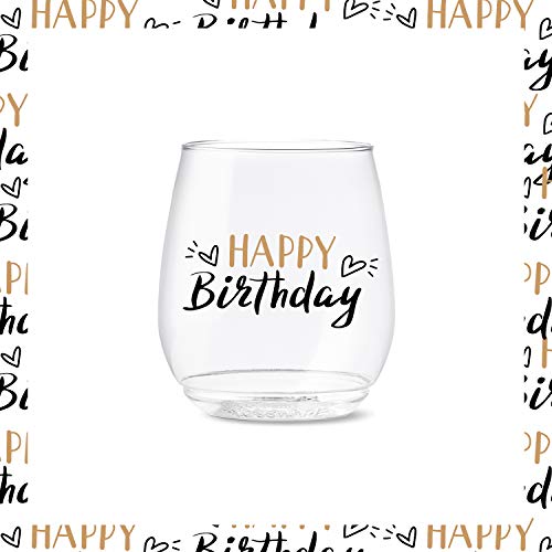 TOSSWARE POP 14oz Vino Golden Birthday Series, SET OF 6, Premium Quality, Recyclable, Unbreakable & Crystal Clear Plastic ...