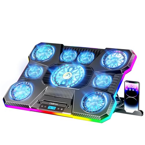 ChillCore Laptop Cooling Pad, RGB Lights Laptop Cooler 9 Fans for 15.6-19.3 Inch Laptops, Gaming Laptop Fan Cooling Pad wi...