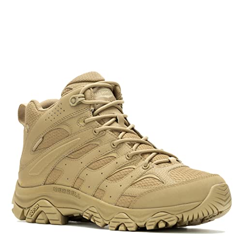 Merrell mens Moab 3 Tactical Mid Waterproof Boots, Coated Leather & Mesh Upper Combat Hiking Work Shoes