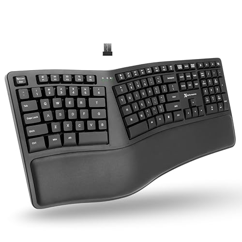 X9 Wireless Ergonomic Keyboard with Cushioned Wrist Rest - Type Comfortably Longer - Wireless Split Keyboard for Laptop, P...