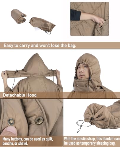 iClimb 1 Hooded 3M Thinsulate Insulation Warm Blanket and 1 Ultralight 3 Season Tent, Ultralight Compact for Adults Outdoo...