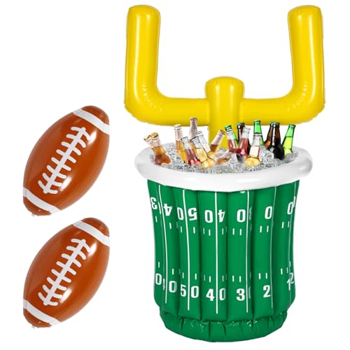 Zhanmai 3 Pcs Large Football Inflatable Cooler Football Drink Cooler Inflatable Serving Bar Food Container Inflatable Drin...