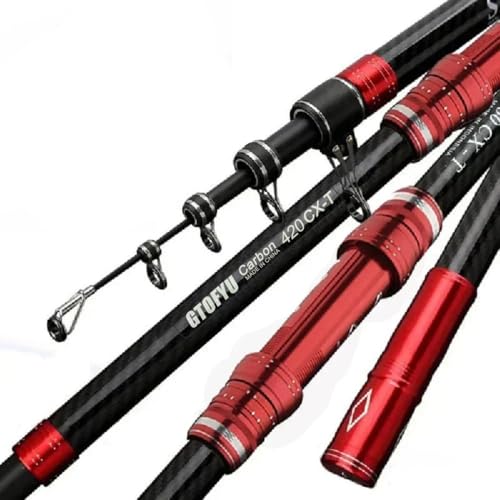 GTOFYU Telescopic Fishing Rod, Carbon Fiber Travel Surf Rod, Spinning Power Lure 2-9Oz, 20-50LB，Medium-Heavy Throwing Surf...