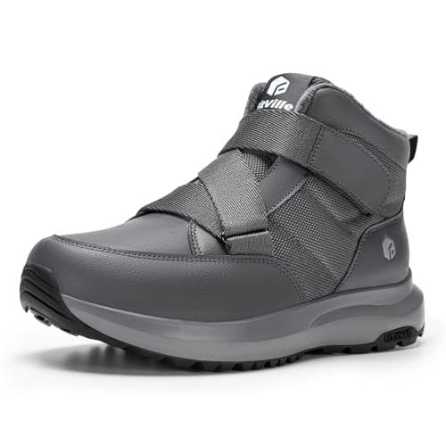 FitVille Mens Snow Boots Extra Wide Width Slip On Winter Boots Shoes Water Resistant Outdoor Warm Lined