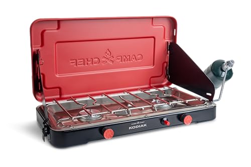 Camp Chef Mountain Series Kodiak - High Outpt Two-Burner Camp Stove - Lid Doubles as Windscreen - Portable Cooking Stove -...