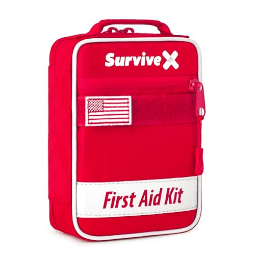 SurviveX Small First Aid Kit for Car, Travel & Home - Emergency Kit for Hiking, Camping, Backpacking and Outdoors - Includ...