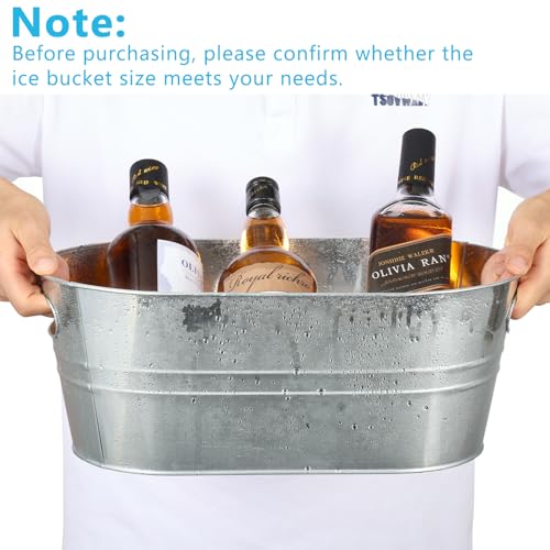 4Pcs 3 Gallon Galvanized Bucket Ice Bucket Large Metal Drink Buckets for Parties Beer Beverage Tub with Scoops for Champag...