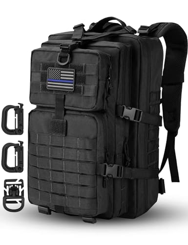 Hannibal Tactical MOLLE Assault Backpack, Tactical Backpack Military Army Camping Rucksack, 3-Day Pack Trip w/USA Flag Pat...