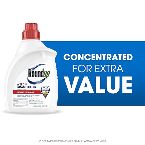Roundup Weed and Grass Killer₄ Concentrate, Use Around Flower Beds and Trees, on Walkways, and in Other Areas in Yards, 64 fl. oz.