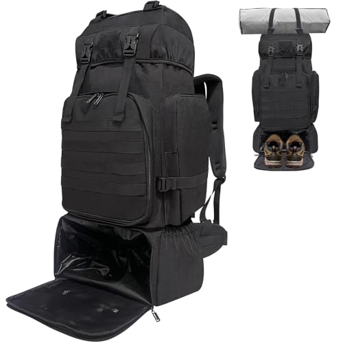 Lizbin Hiking Backpack, 80L Molle Military Tactical Rucksack, Camping Backpack with Shoe Compartment, Lightweight Rucksack...