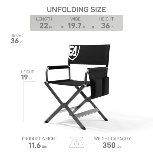 EVER ADVANCED Aluminum Lightweight Directors Chair Foldable, Folding Studio Movie Chairs Camping Event Vendor Chair, 19" S...