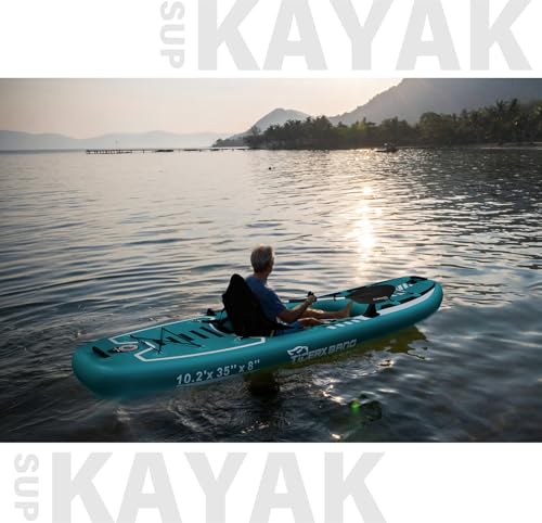 TIGERXBANG 10.2'x35''x8'' Inflatable Kayak with Detachable Seat, SUP-Kayak Set Includes Hand Pump/Aluminum Oar/Backpack, B...