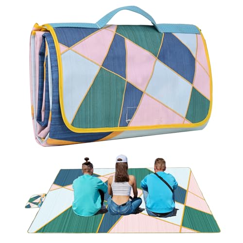 DanCoom Picnic Blanket, Foldable Waterproof Sand Mat,80" x 80" Extra Large Picnic Blanket,Outdoor Mat Beach Blanket for Ca...