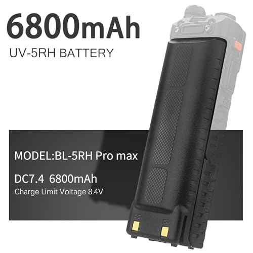 BAOFENG AR-5RM Battery,6800mAh High Capacity 5RM Extended Rechargeable Battery USB-C Charging 7.4V UV-5RM UV-5RH PRO GM-5RH UV-5G Plus GMRS 5RM Series Two-Way Radio (2 Pack+USB-c Charging Cable)