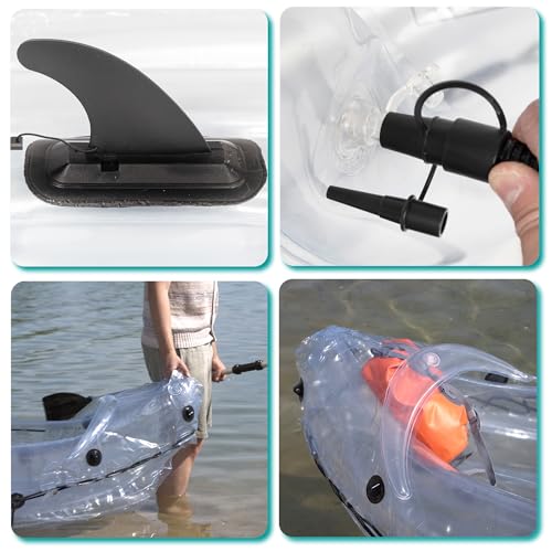 Aktivety – Inflatable Clear Kayak 2 Person Adult – Transparent Tandem Crystal Kayaks with See Through Bottom – Blow Up Hea...