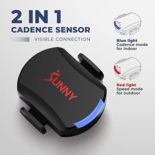 Sunny Health & Fitness 2-in-1 Advanced Cadence/RPM + Speed Sensor, Cadence Sensor Bluetooth ANT+ for Indoor/Outdoor Bikes, Magnet-Less Design for Outdoor Cycles, Exercise Bikes, and More - CB110S