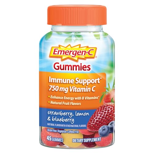 Emergen-C 750mg Vitamin C Gummies for Adults, Immune Support Gummies, Gluten Free, Strawberry, Lemon and Blueberry Flavors...