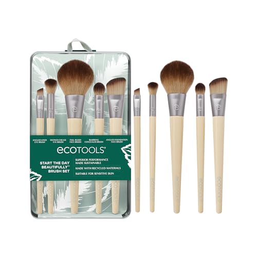 EcoTools Makeup Brush Set for Eyeshadow, Foundation, Blush, and Concealer with Bonus Storage Case, Start the Day Beautiful...