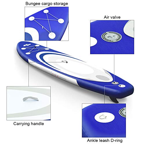 GOFLAME 11' Inflatable Stand up Paddle Board Adjustable Paddle, Leash, Pump and Backpack,Surfboard SUP Board with Pump Rep...