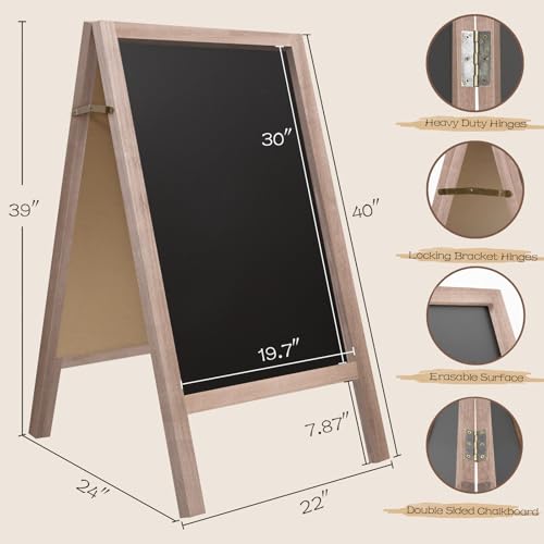 TEAKMAMA A Frame Chalkboard Sign, 40"x20" Extra Large Chalk Board Double-Sided Sidewalk Sign Sturdy Sandwich Menu Board fo...
